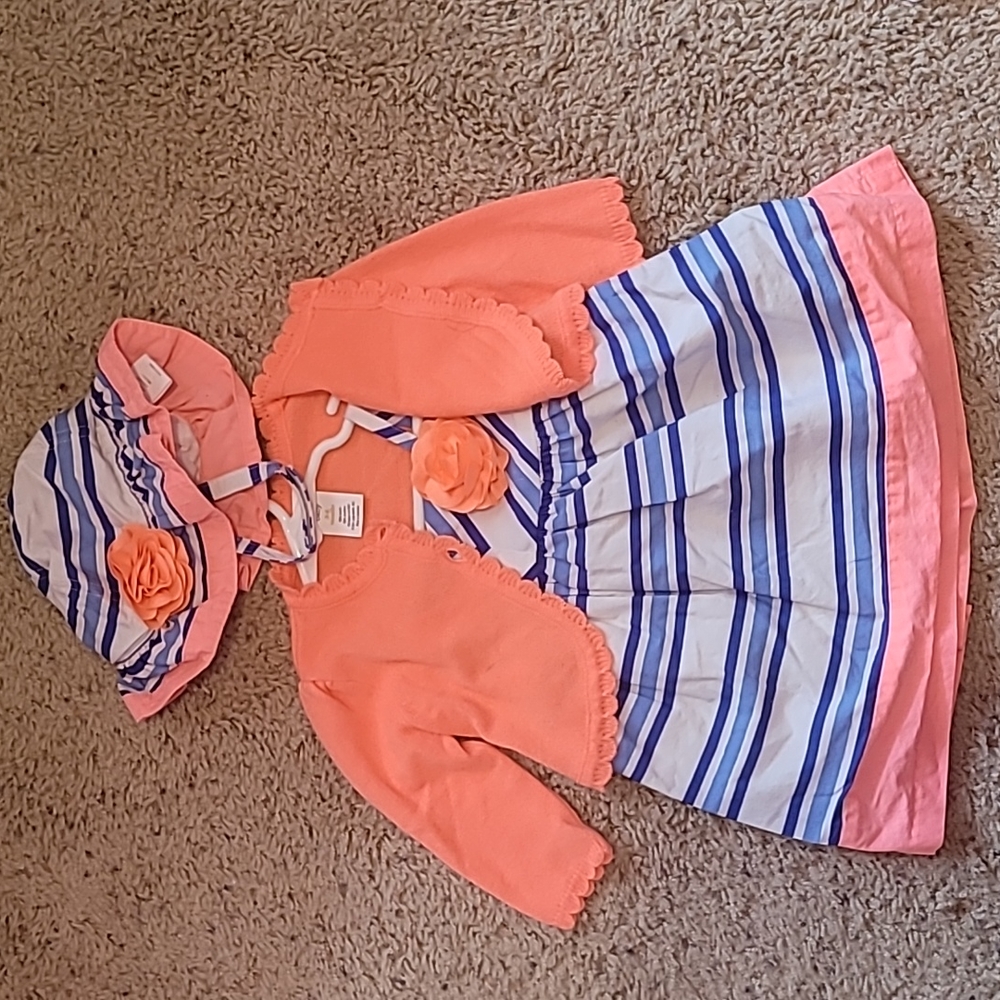 Gymboree dress, cardigan and hat